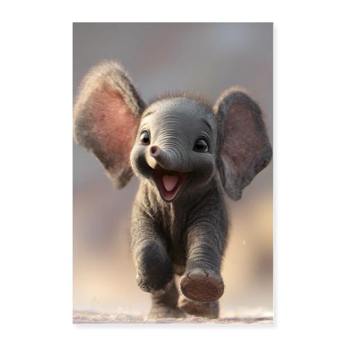 Joyful Elephant Run - Poster 24x36