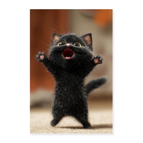 Playful Black Kitten - Poster 24x36