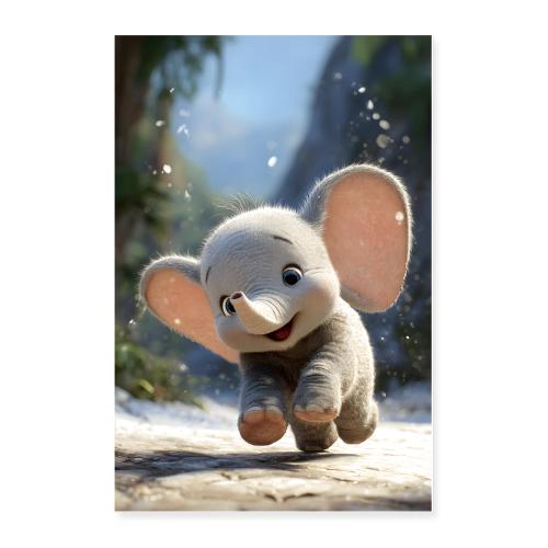 Playful Elephant in the Sunny Jungle - Poster 24x36