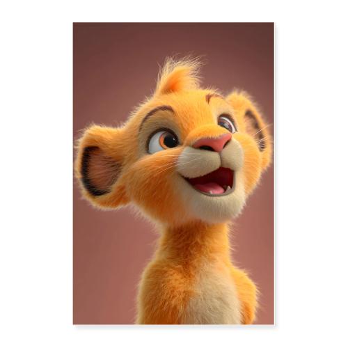 Smiling Lion Cub Portrait - Poster 24x36