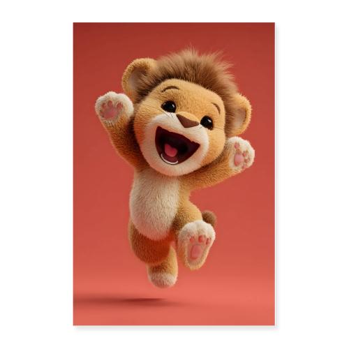 Young happy lion jumping - Poster 24x36