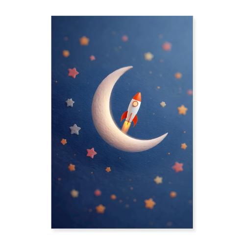 Rocket to the Crescent Moon - Poster 24x36