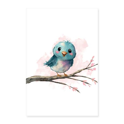 Little Blue Bird’s Perch - Poster 24x36