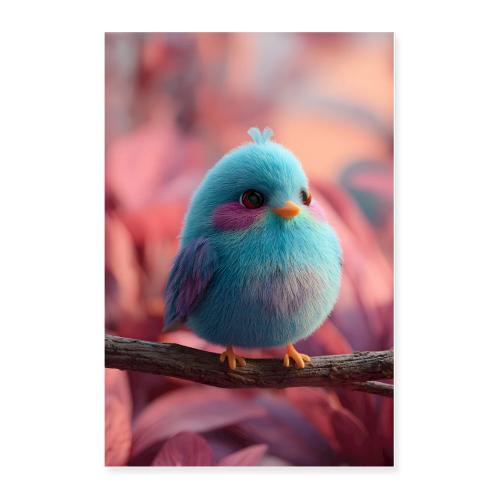 Blue Bird Perched in 3D - Poster 24x36