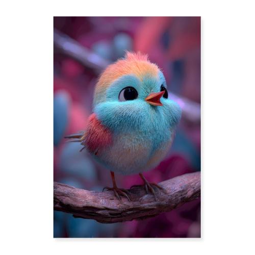 Colorful Bird with Fiery Head - Poster 24x36