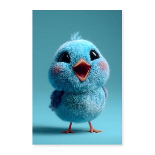 Sky-Blue Standing Bird - Poster 24x36