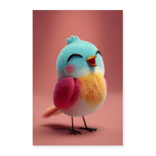 Multicolor Bird with Red Wings - Poster 24x36