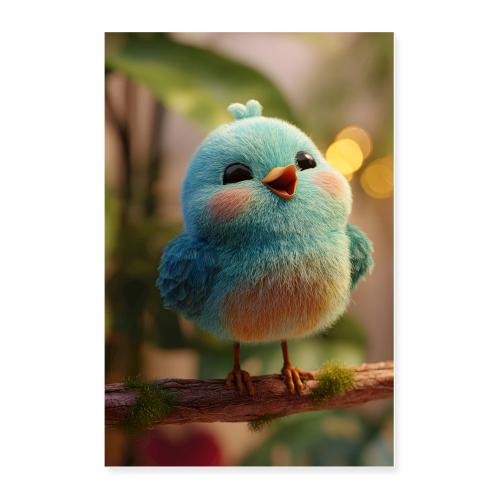 Blue and Yellow Bird in Nature - Poster 24x36