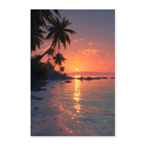 Golden Sunset Shore - Poster 24x36