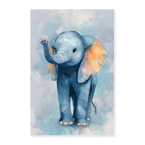 Blue Breeze Elephant - Poster 24x36