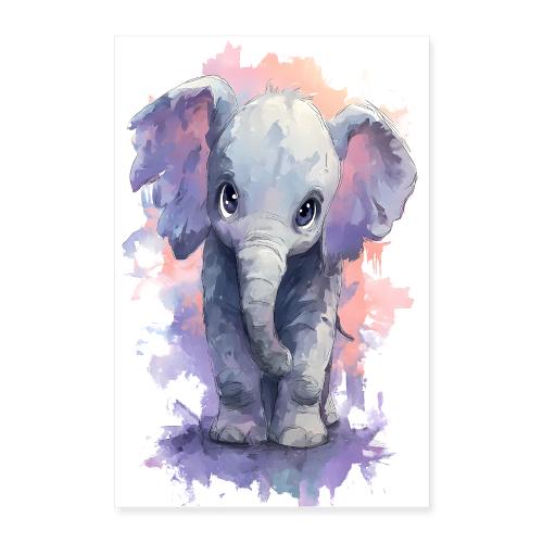 Baby Elephant: Watercolor Wonder - Poster 24x36