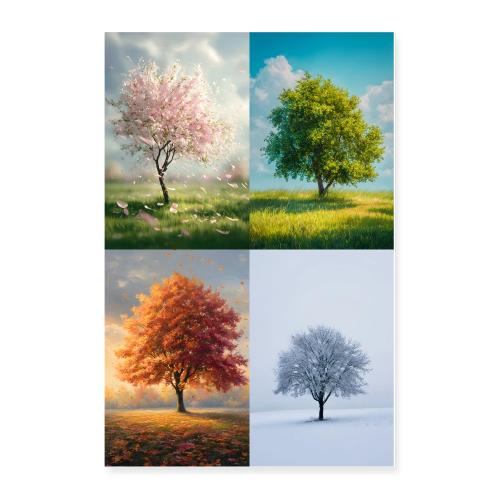 Four Seasons, Four Trees - Poster 24x36