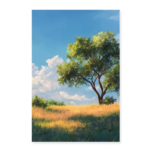 Skybound Solitude on the Sunny Hill - Poster 24x36