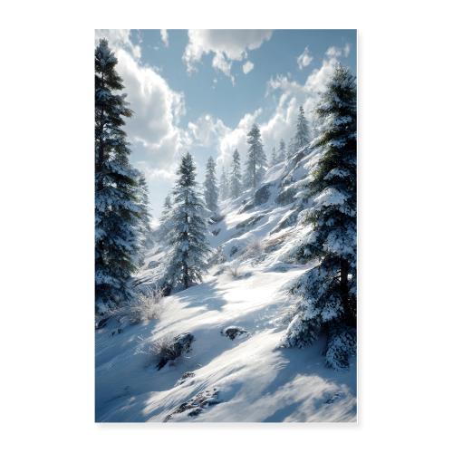 Winter: Evergreens Under a Crystal Sky - Poster 24x36