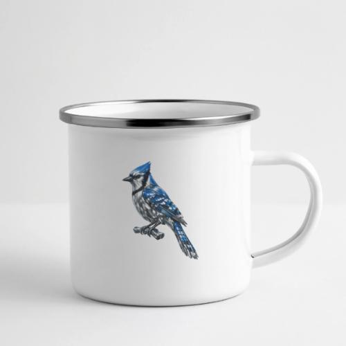 Silver Blue Jay on Perch + Flight Stages 2-print - Camper Mug
