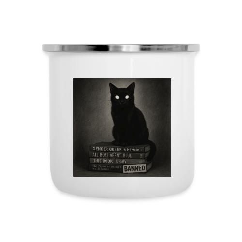 Cat on Banned Books - Camper Mug