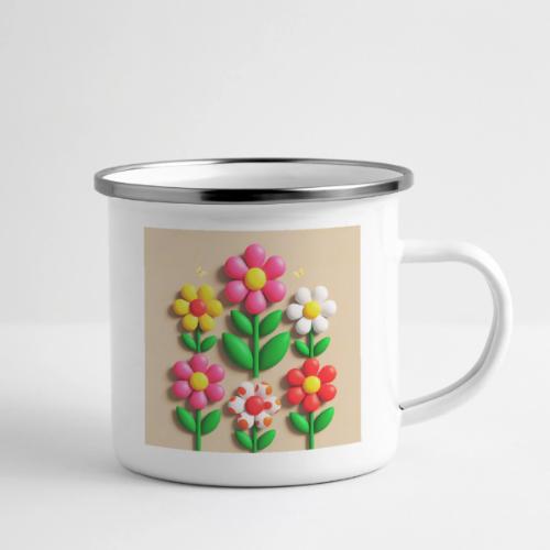 3D Flowers and Butterflies in Amber, Floral Design - Camper Mug