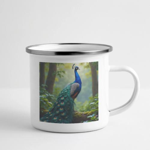 Majestic Peacock in Enchanted Forest - Camper Mug
