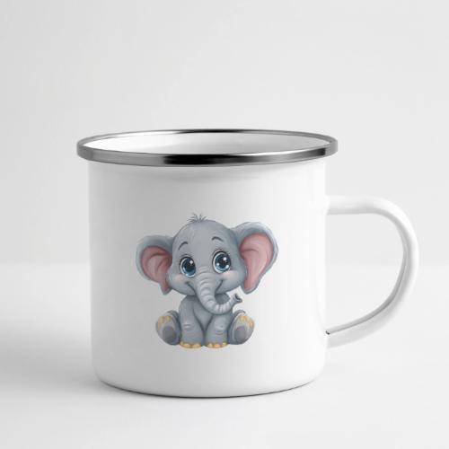 Sweet Cartoon Baby Elephant with Big Eyes - Camper Mug