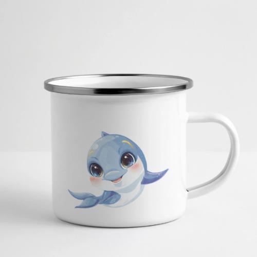 Joyful Blue-White Baby Dolphin - Camper Mug