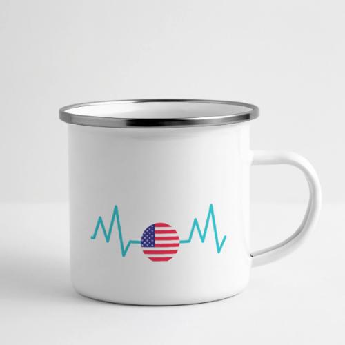 Heartbeat USA Flag – Patriotic American Pride Tee - Camper Mug