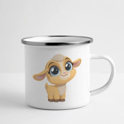 Sweet Cartoon Baby Goat with Joyful Smile - Camper Mug