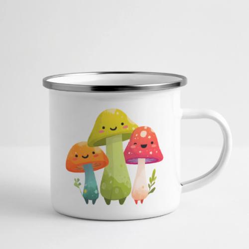 Trio of Happy Mushrooms - Camper Mug