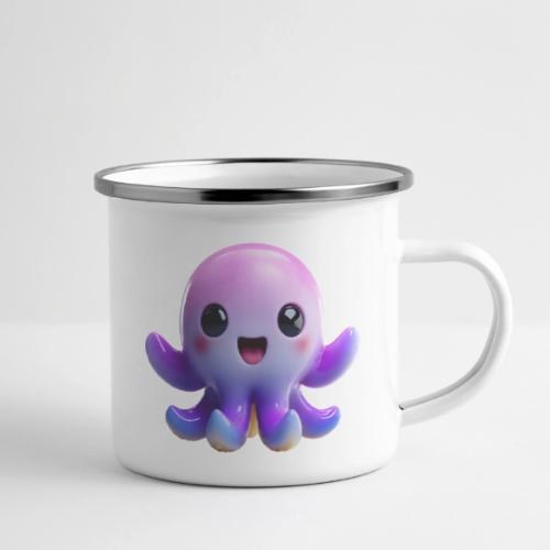 Joyful Cartoon Purple Baby Octopus with Big Smile - Camper Mug