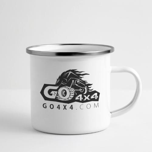 go bw white text black - Camper Mug