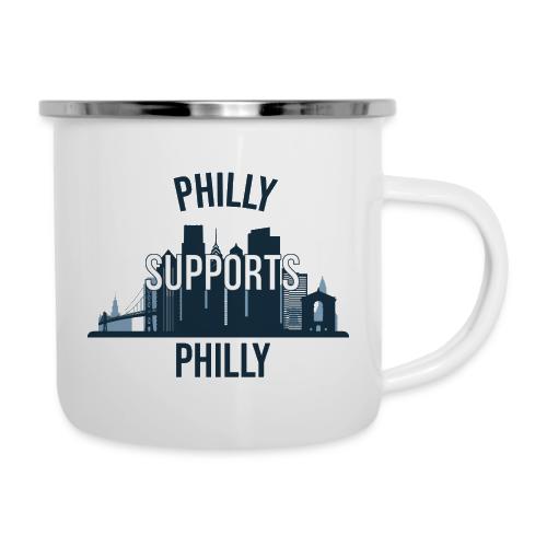 Philly Supports Philly skyline blue transparentbg - Camper Mug