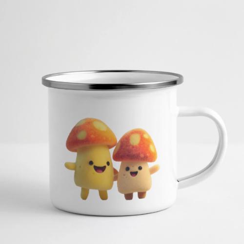 Joyful Cartoon Mushroom Duo - Camper Mug