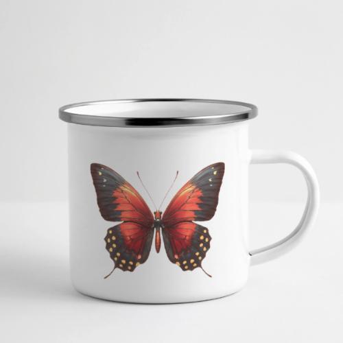 Bright Red, Black, and Yellow Butterfly - Camper Mug
