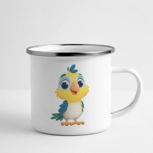 Playful Cartoon Parrot with Big Happy Eyes - Camper Mug