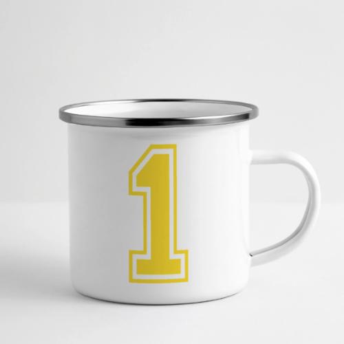 Number 1 in a classic athletic collegiate font - Camper Mug