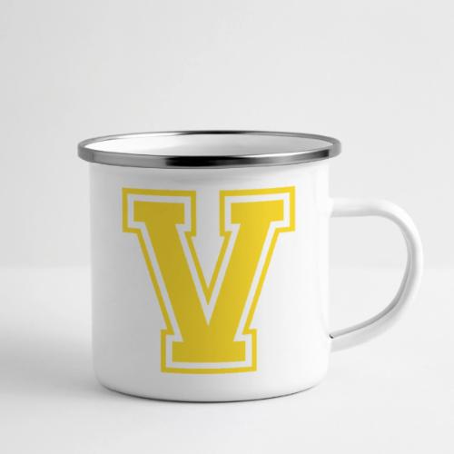 Letter V – Capital Athletic Alphabet Monogram - Camper Mug