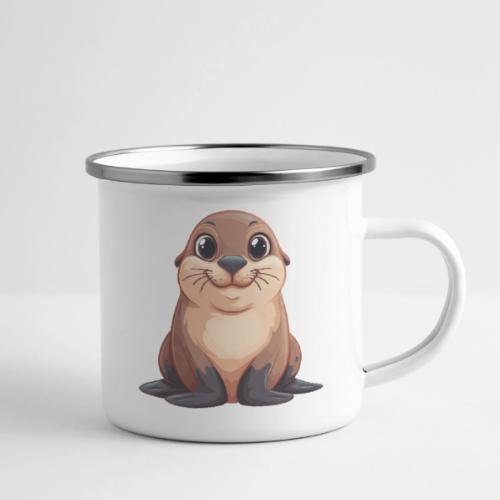 Smiling Cartoon Brown Sea Lion - Camper Mug