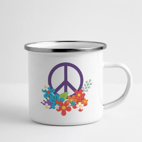 Hippie Peace Design avec des fleurs - Tasse émaillée
