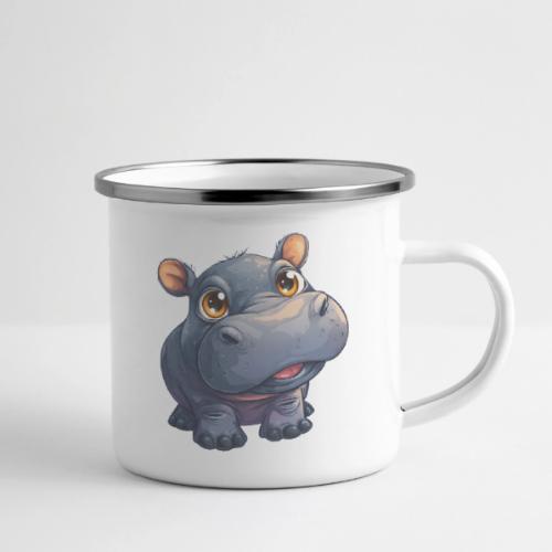 Cute Cartoon Baby Hippo with Big Innocent Eyes - Camper Mug