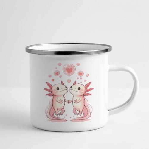 Axolotl Love: Cute Aquatic Creatures Holding Hands - Camper Mug