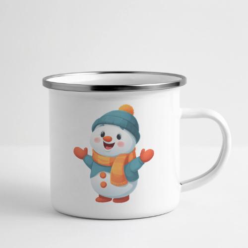 Joyful Cartoon Snowman with Winter Outfit - Camper Mug