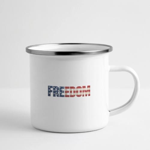 Freedom American Flag Distressed Patriotic Shirt - Camper Mug
