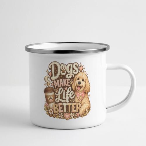 Dogs Make Life Better | Faux Embroidery Style - Camper Mug
