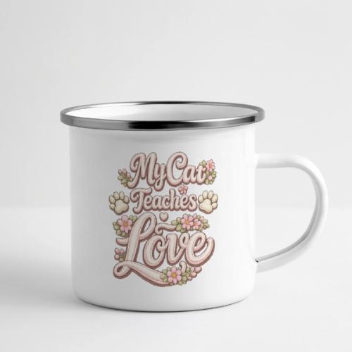 My Cat Teaches Love Faux Embroidery Style - Camper Mug