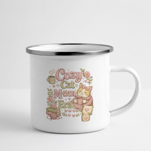 Cozy Cat Mom Era Faux Stitched Design - Camper Mug