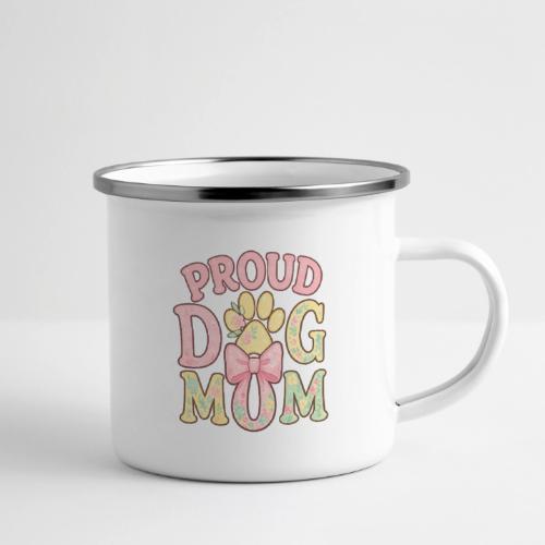 Proud Dog Mom Floral Paw Bow - Camper Mug