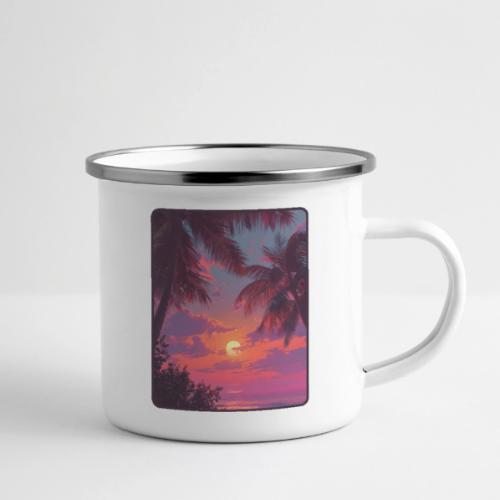 Tropical Sunset Palm Silhouette Design - Camper Mug