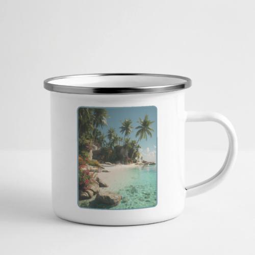 Serene Tropical Beach Floral Design - Camper Mug