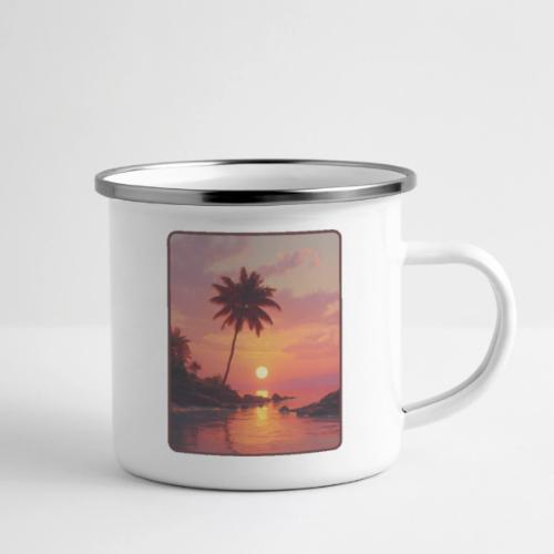 Tropical Beach Sunset Palm Design - Camper Mug