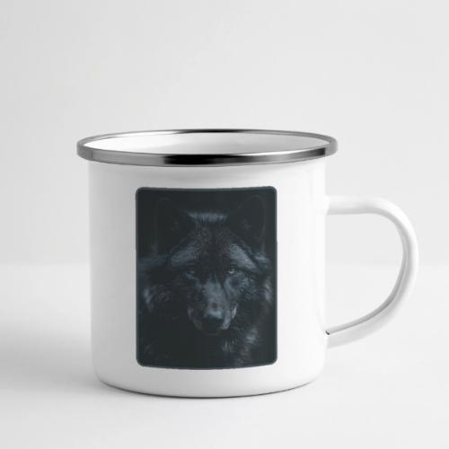 Black Wolf Intense Eyes Portrait Design - Camper Mug