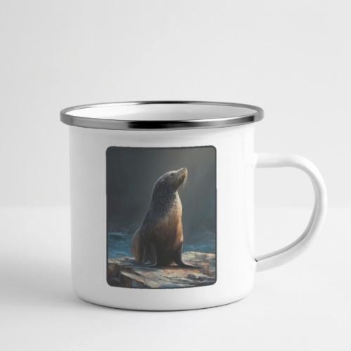 Fur Seal Artistic Shore Portrait Design - Camper Mug